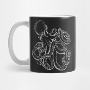 Realistic Octopus - White Line Art Mug